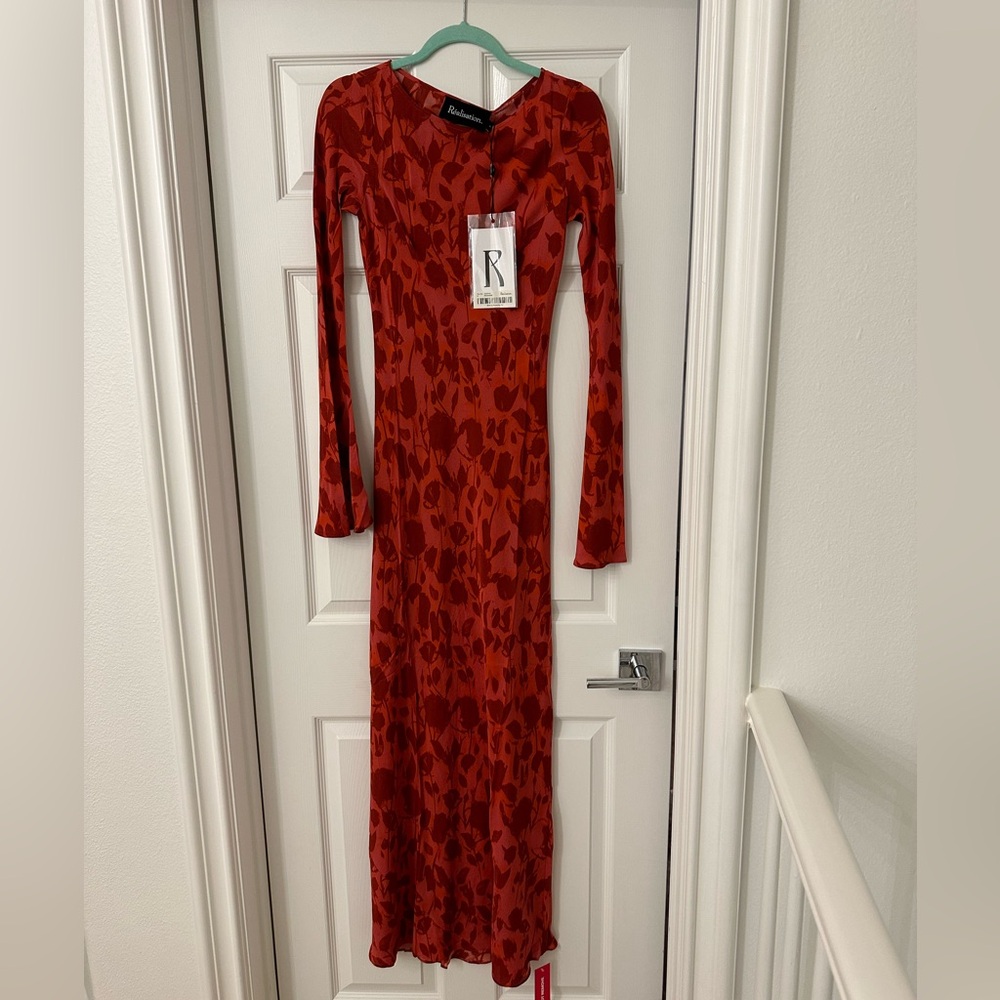 Realisation Par Red Floral Long Sleeve Maxi Dress